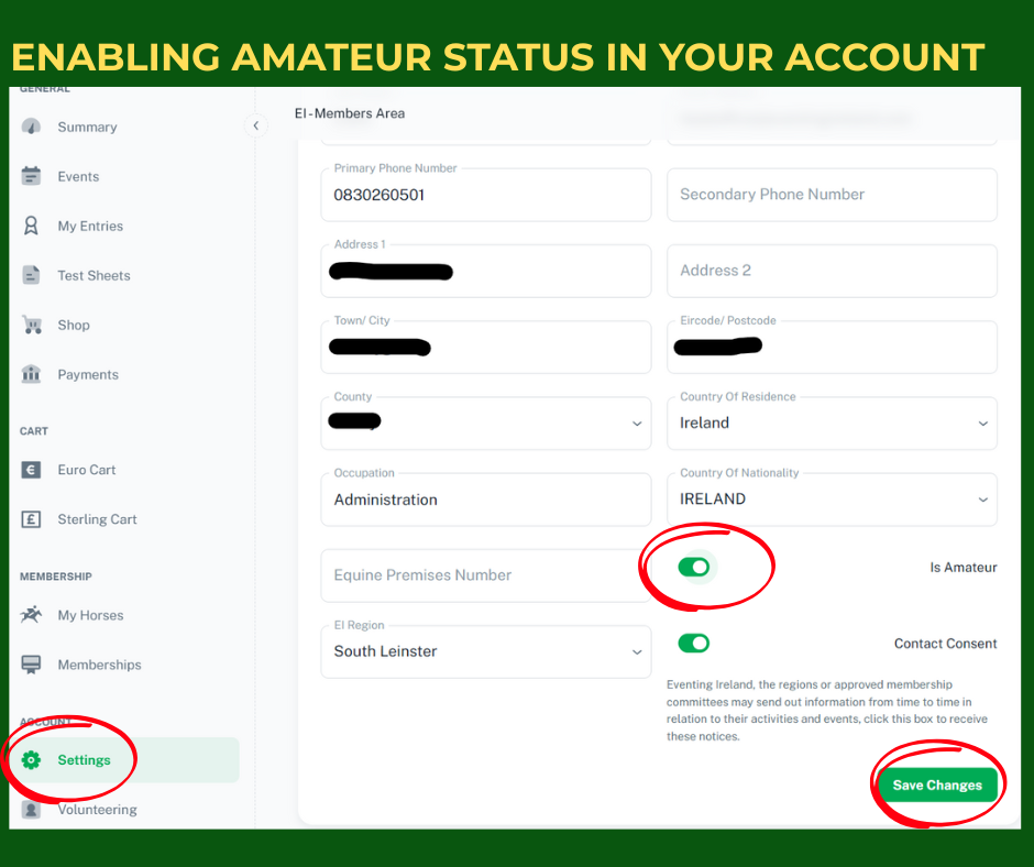 How to Enable Amateur Status in your EI Account